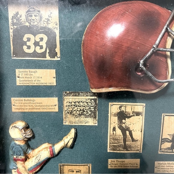 Vntg Wood Football Shadow Box Canton Bulldogs Bronko Nagurski Marion Motley - Picture 4 of 11